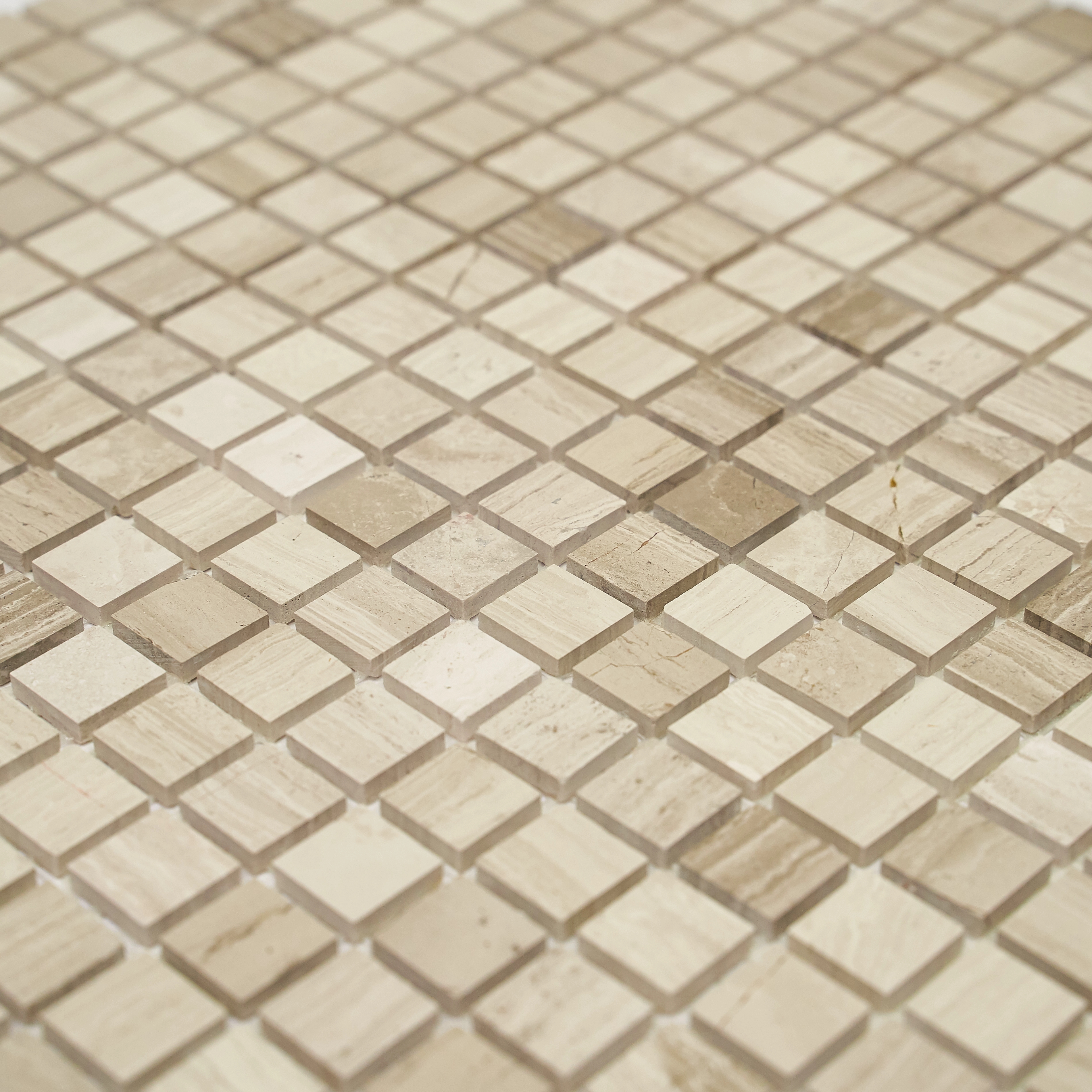 Мозаика Pietrine Travertino Silver POL, 15x15х4 мм, MOSAICSTORY 30062