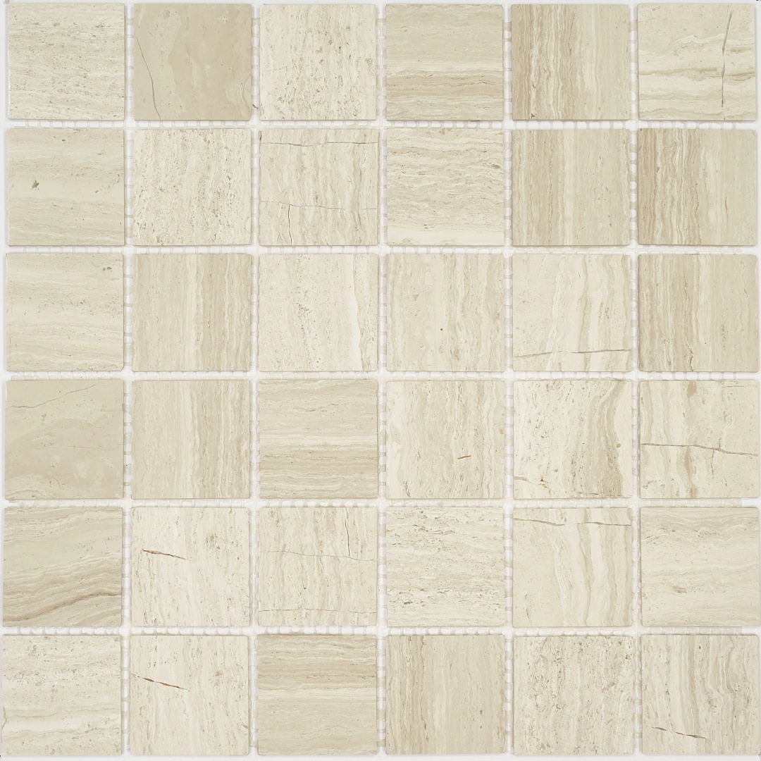 Мозаика Pietrine Travertino Silver POL, 48х48х4 мм, MOSAICSTORY 30066